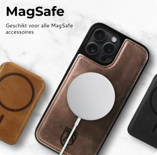 Θήκη Apple iPhone 16 Pro Max - Rosso Elite Δερμάτινο Πορτοφόλι με MagSafe - Brown (8719246454134)