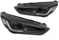Μπροστινά Φανάρια Set Για Ford Focus MK3 15-18 TRU DRL Led Lights & Dynamic Led Signal Black H7/H7 Χωρίς Μοτέρ JunYan