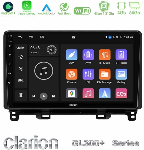 Clarion GL300+ Series 4Core Android11 4+64GB  Honda Jazz 2021-2025 Navigation Multimedia Tablet 9"