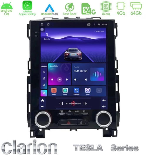 Clarion GL300 Tesla Series Android OS 8Core 4+64GB Renault Megane 4 Navigation Multimedia Tablet 9.7
