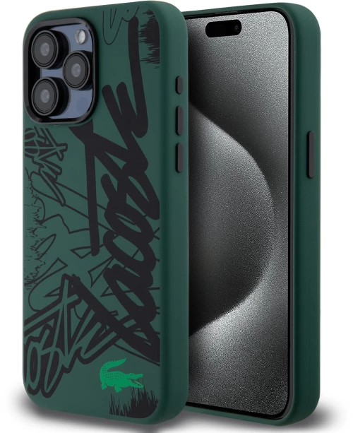 Lacoste Graffiti Hard Case Θήκη προστασίας από Liquid σιλικόνη iPhone 15 Pro Max Πράσινο/Μαύρο