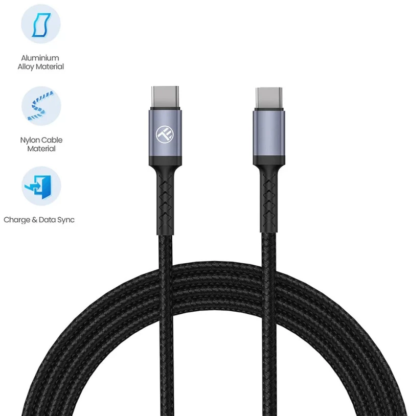 Tellur Καλάθι USB‑C σε USB‑C Καλώδιο, 60 W PD, 3 Α, 1 m – Μαύρο