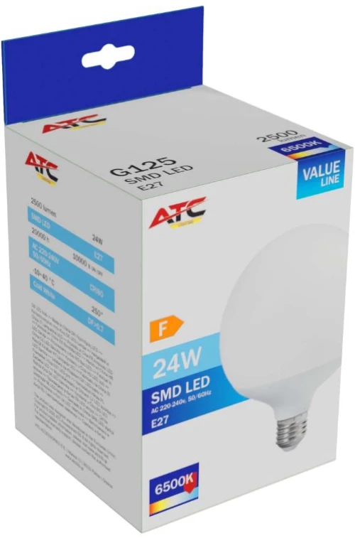 ATC SMD Λαμπτήρας LED Globe G125 230V 24W/2500LM E27 6500K
