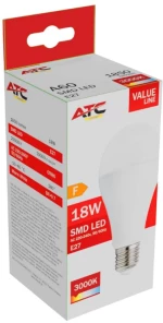 ATC SMD LED Λαμπτήρας A65 230V 18W/1850LM E27 3000K