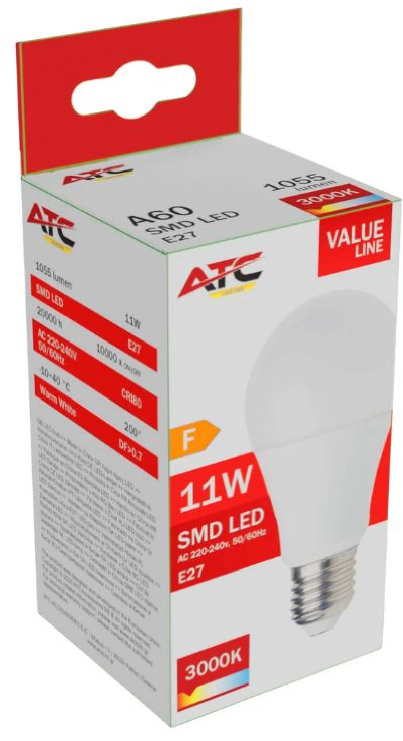 ATC SMD Λαμπτήρας LED A60 230V 11W/1055LM E27 3000K