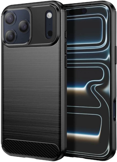 Θήκη TPU Σιλικόνης Carbon Fiber για iPhone 17 Pro Max - Μαύρο