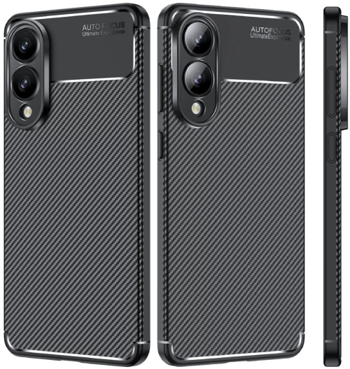 Θήκη TPU Σιλικόνης Carbon Style για Samsung Galaxy S25 Edge - Μαύρο