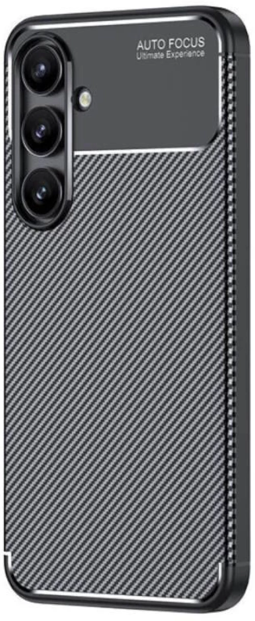 Θήκη TPU Σιλικόνης Carbon Style για Samsung Galaxy S24 FE - Μαύρο