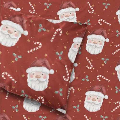 Σετ Σεντόνια Μονά 2 τμχ (160x240) Άγιος Βασίλης Κόκκινο Borea