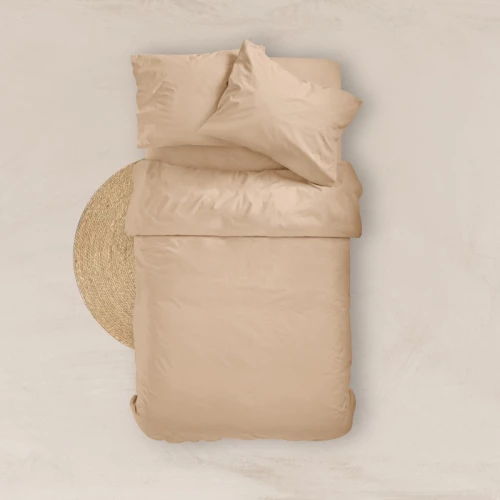 Σεντόνι Μονό (100x200+25) με Λάστιχο Solid Εκρού βαμβακερό Borea