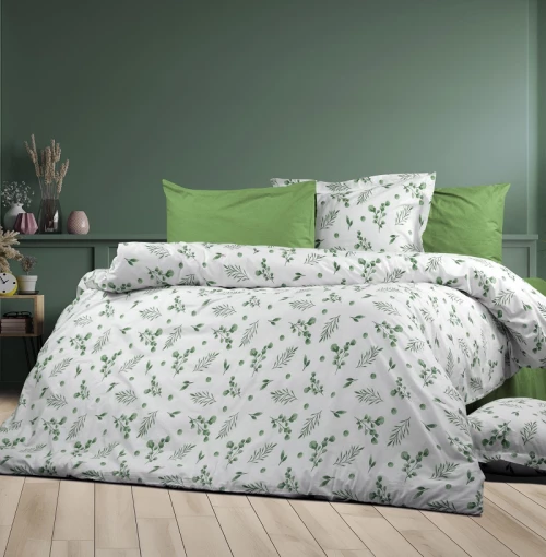 Σετ Σεντόνια Υπέρδιπλα 4τμχ (220x240) Μυρτώ 351 Green φανελένια DimCol