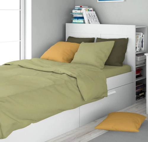 Σετ Σεντόνια Μονά 2τμχ (160x240) Solid 504 Olive βαμβακερά DimCol