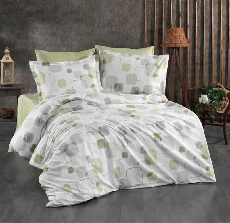 Σετ Σεντόνια Υπέρδιπλα 4τμχ (220x240) Μελίνα 708 White-Olive βαμβακερά Dimcol