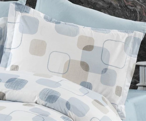 Παπλωματοθήκη Μονή 160x240 Μελίνα 707 White-Light Blue βαμβακερή Dimcol