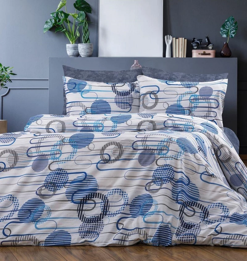Σετ Σεντόνια Υπέρδιπλα 4τμχ (220x240) Διώνη 602 White-Blue Dimcol