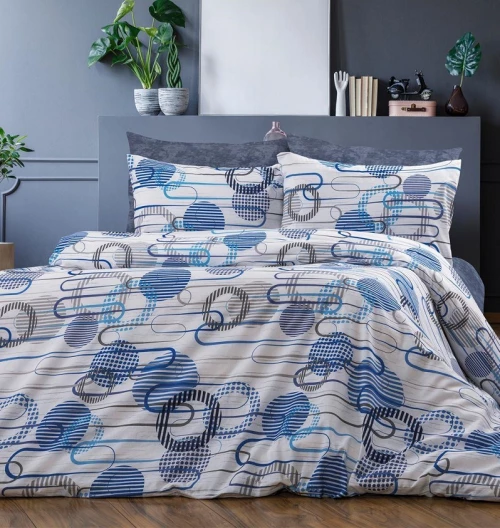 Σετ Σεντόνια Υπέρδιπλα 4τμχ (220x240) Διώνη 602 White-Blue Dimcol