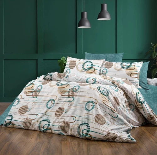 Παπλωματοθήκη Υπέρδιπλη 220x240 Διώνη 601 White-Petrol Dimcol