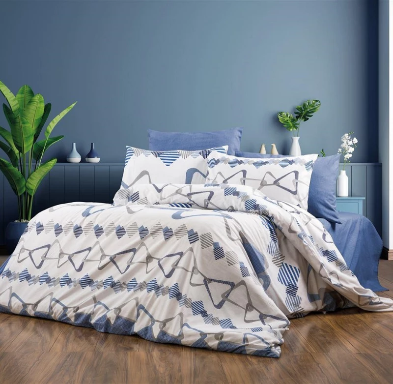 Σετ Σεντόνια Μονά 3τμχ (160x240) Δαρεία 489 White-Blue DimCol