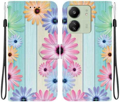 Θήκη τηλεφώνου από δέρμα με πολύχρωμο σχέδιο κρυστάλλινης υφής για Redmi 13C 4G / 5G / 13R 5G (Κόκκινο)