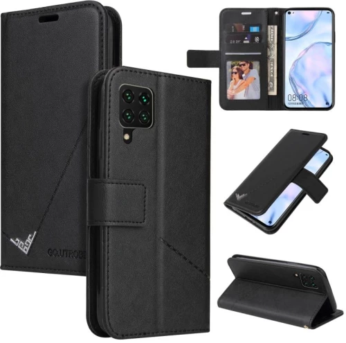 Θήκη τηλεφώνου δερμάτινη για Samsung Galaxy A22 4G GQUTROBE, ορθή γωνία (Κόκκινη) (Μαύρο)