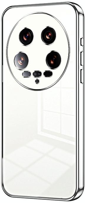 Για Xiaomi 14 Ultra Διαφανής επιμετάλλωση Fine Hole τηλέφωνο θήκη (Ασημί)