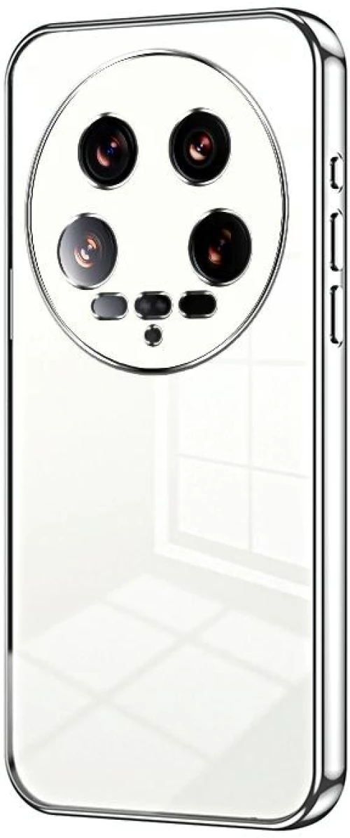 Για Xiaomi 14 Ultra Διαφανής επιμετάλλωση Fine Hole τηλέφωνο θήκη (Ασημί)