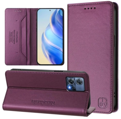 Θήκη τηλεφώνου δέρματινη με μαγνητική απορρόφηση και προστασία RFID για Motorola Moto S30 Pro / Edge 30 Fusion RC01 διπλού τύπου (Βιολετί)