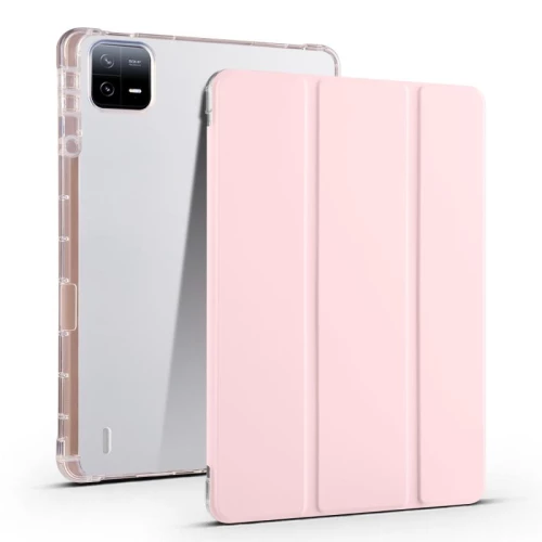 Για το Xiaomi Pad 6 / 6 Pro 3-fold Clear TPU Smart Leather Tablet Θήκη με υποδοχή για στυλό (Ροζ Άμμου)