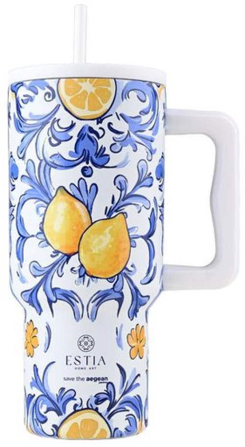 Estia Θερμός Ποτήρι Straw Tumbler XL 900ml Save The Aegean Amalfi Coast 01-34832