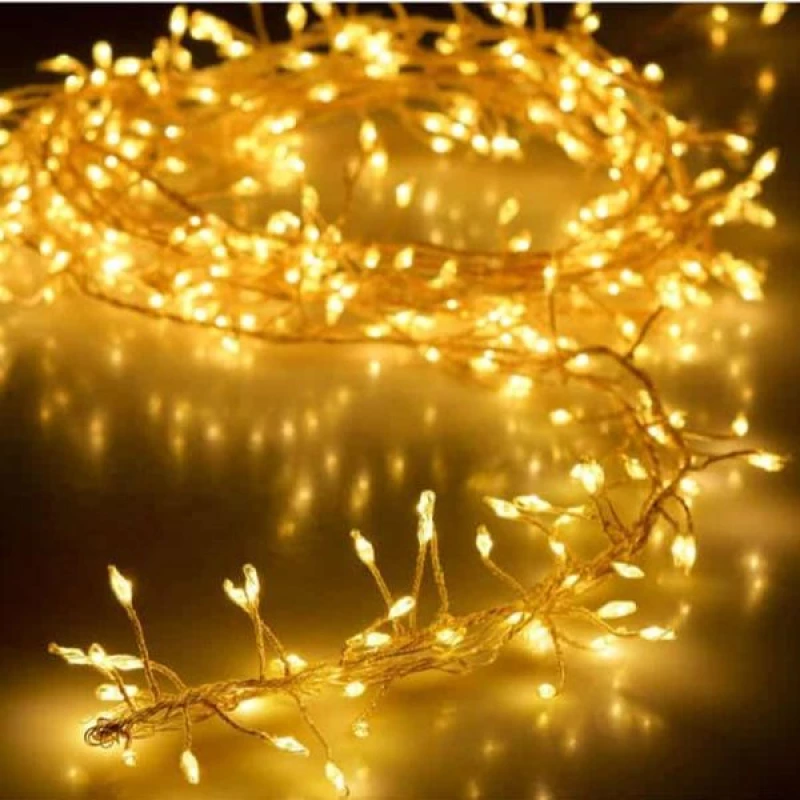 Epam Σειρά Cluster - Φοίνικας 100 LED Θερμό Λευκό 1m Με 8 Προγράμματα Ασημί Σύρμα Μπαταρίας CLUSTER-100WW