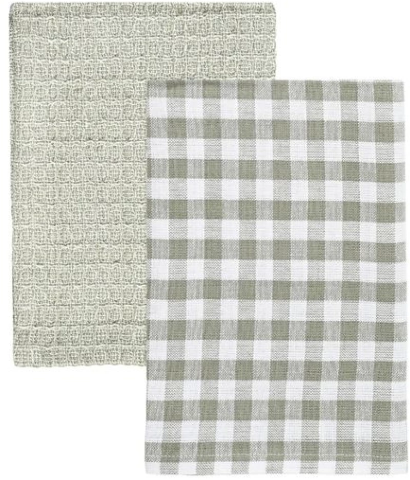 Estia Πετσέτα Κουζίνας Casa 45x65cm Σετ 2Τμχ Γκρι 01-36010
