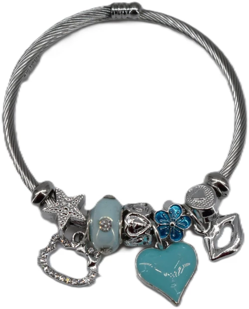 Elegant Γυναικείο Βραχιόλι   Χειροπέδα από Ατσάλι  Kαρδιά  κ.hf 50-20blue