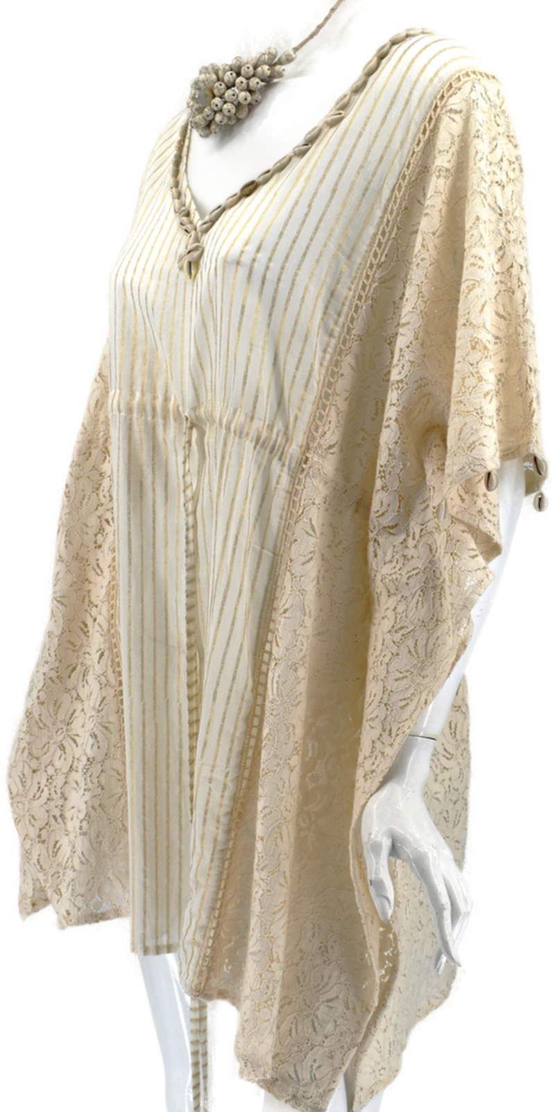 Ammos Καφτάνι   Beige  με κολλιέ κοχύλια κ. 42-987