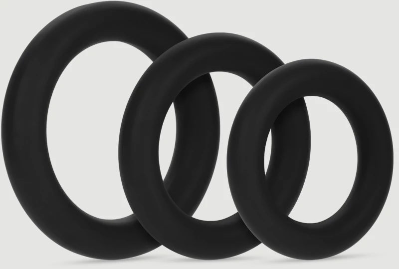 Σετ Δαχτυλίδια Πέους Σιλικόνης Forto F-61 3 Piece Liquid Silicone Cock Ring - Μαύρο