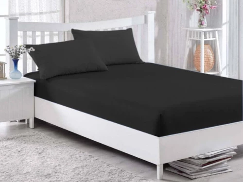 Κατωσέντονο με Λάστιχο Μαύρο 100% Βαμβακερό Γαρύφαλλο 100-180x200+30cm - 180x200+30