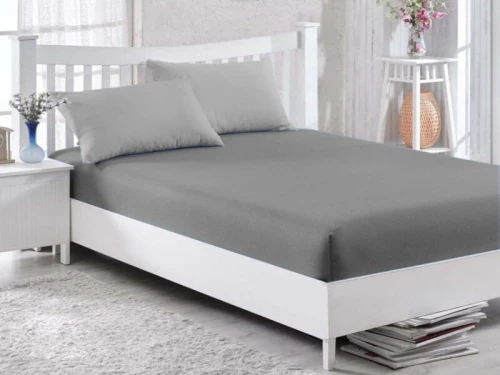 Κατωσέντονο με Λάστιχο Γκρι 100% Βαμβακερό Γαρύφαλλο 100-180x200+30cm - 180x200+30