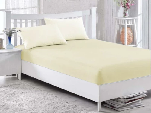 Κατωσέντονο με Λάστιχο Κρεμ 100% Βαμβακερό Γαρύφαλλο 100-180x200+30cm - 120x200+30