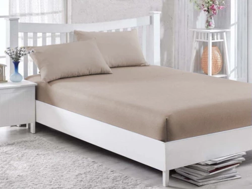 Κατωσέντονο με Λάστιχο Μπεζ 100% Βαμβακερό Γαρύφαλλο 100-180x200+30cm - 180x200+30