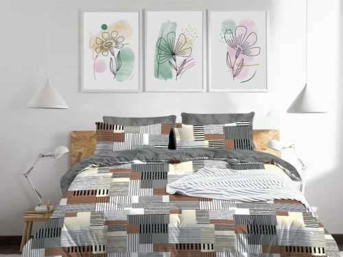 Σετ Σεντόνια Πολύχρωμα 100% Βαμβακερά Γαρύφαλλο - 220x260, Χωρίς Λάστιχο