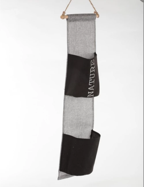 FHDV Θήκη  Υφασμάτινη Διπλή Κρεμαστή 15x66εκ., Γκρι- Μαύρο