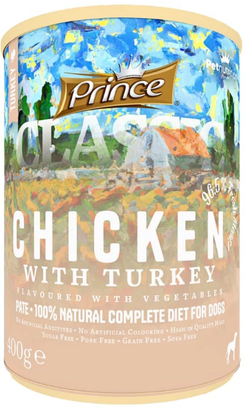 Prince Υγρή Τροφή Σκύλου Premium Classic Turkey, Chicken & Vegetables 400gr