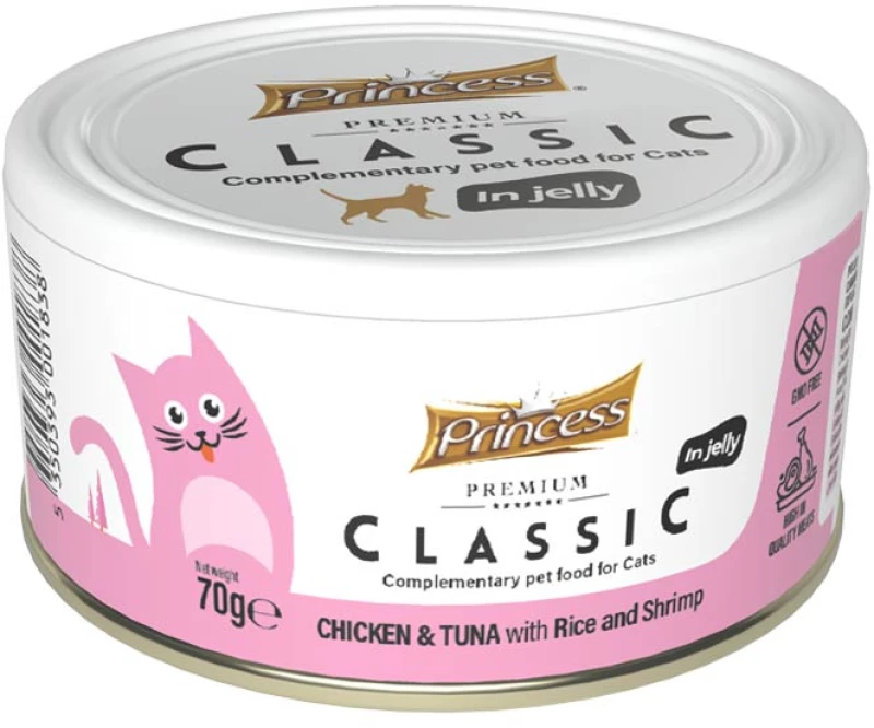 Princess Υγρή Τροφή Γάτας Classic Chicken, Tuna & Shrimp with Rice 70gr
