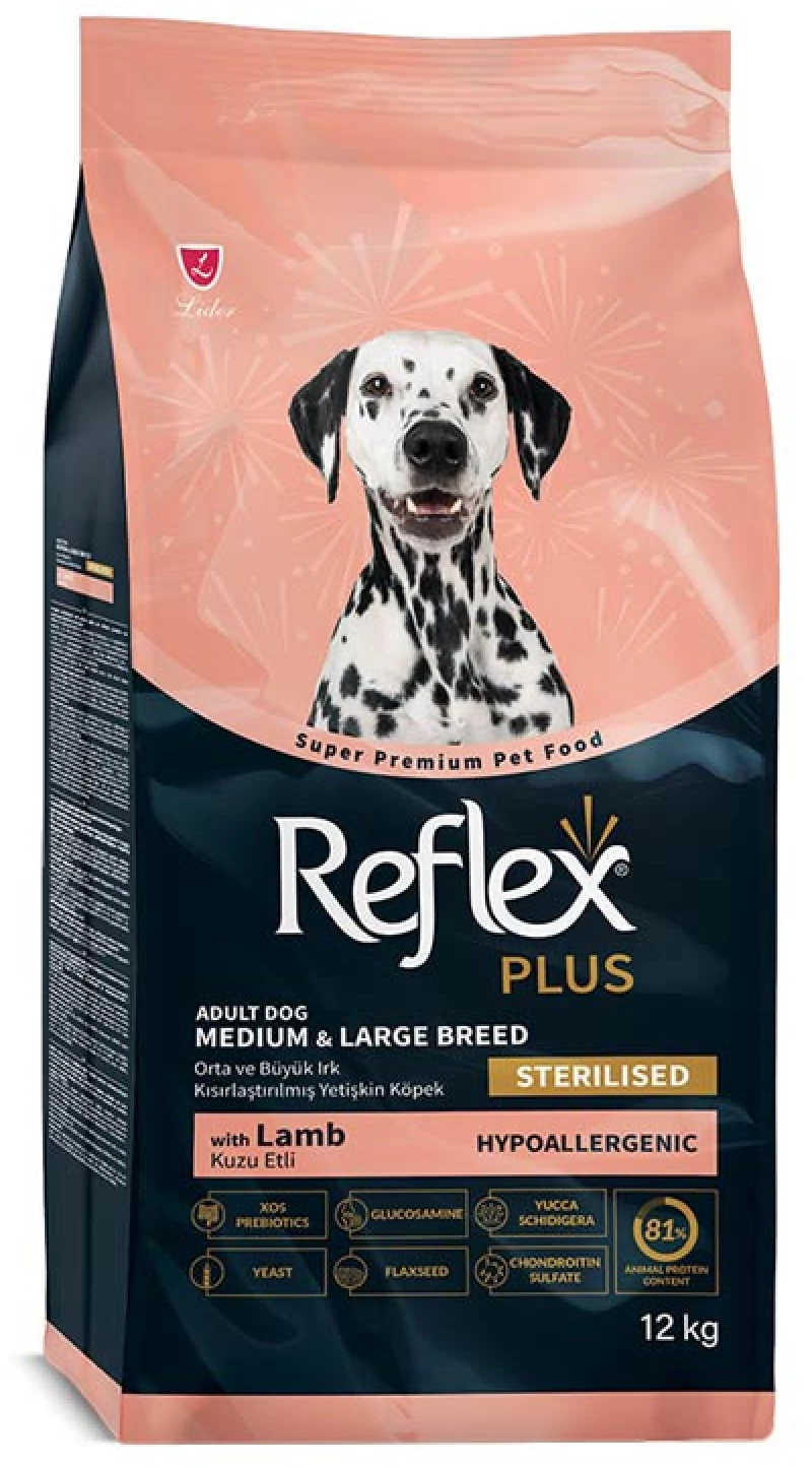 Reflex PLus Ξηρά Τροφή Σκύλου Medium/Large Light & Sterilised Adult Lamb 12kg