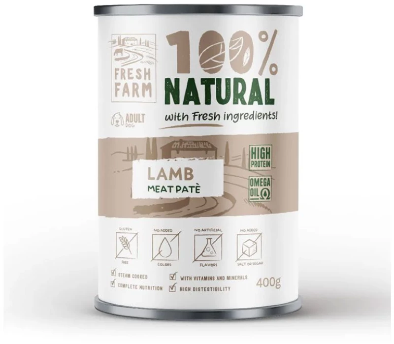 Fresh Farm 100% Natural Υγρή Τροφή Σκύλου Πατέ με Αρνί 400gr