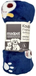 Madpet Κουβέρτα Σκύλου-Γάτας Μπλε με Σκυλάκια 100x70cm