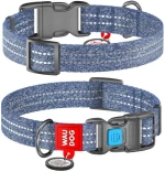 Waudog Κολάρο Σκύλου με Smart ID Reflective Navy Blue Fastex M 20mm x 28-40cm