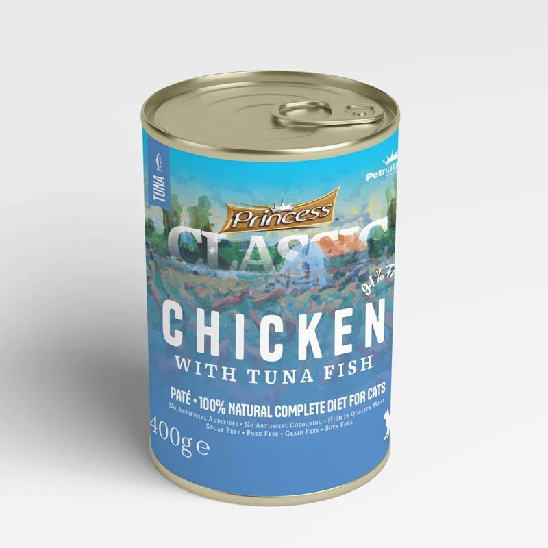 Princess Υγρή Τροφή Γάτας Premium Classic Tuna, Chicken & Kelp 400gr