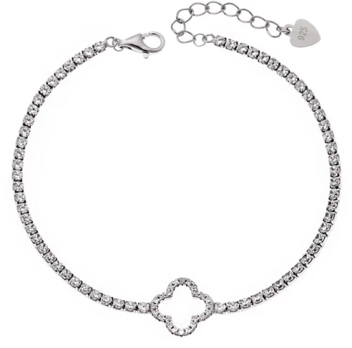 Βραχιόλι Senza από ασήμι 925, Ριβιέρα με σταυρό και λευκά ζιργκόν SSR3932SR