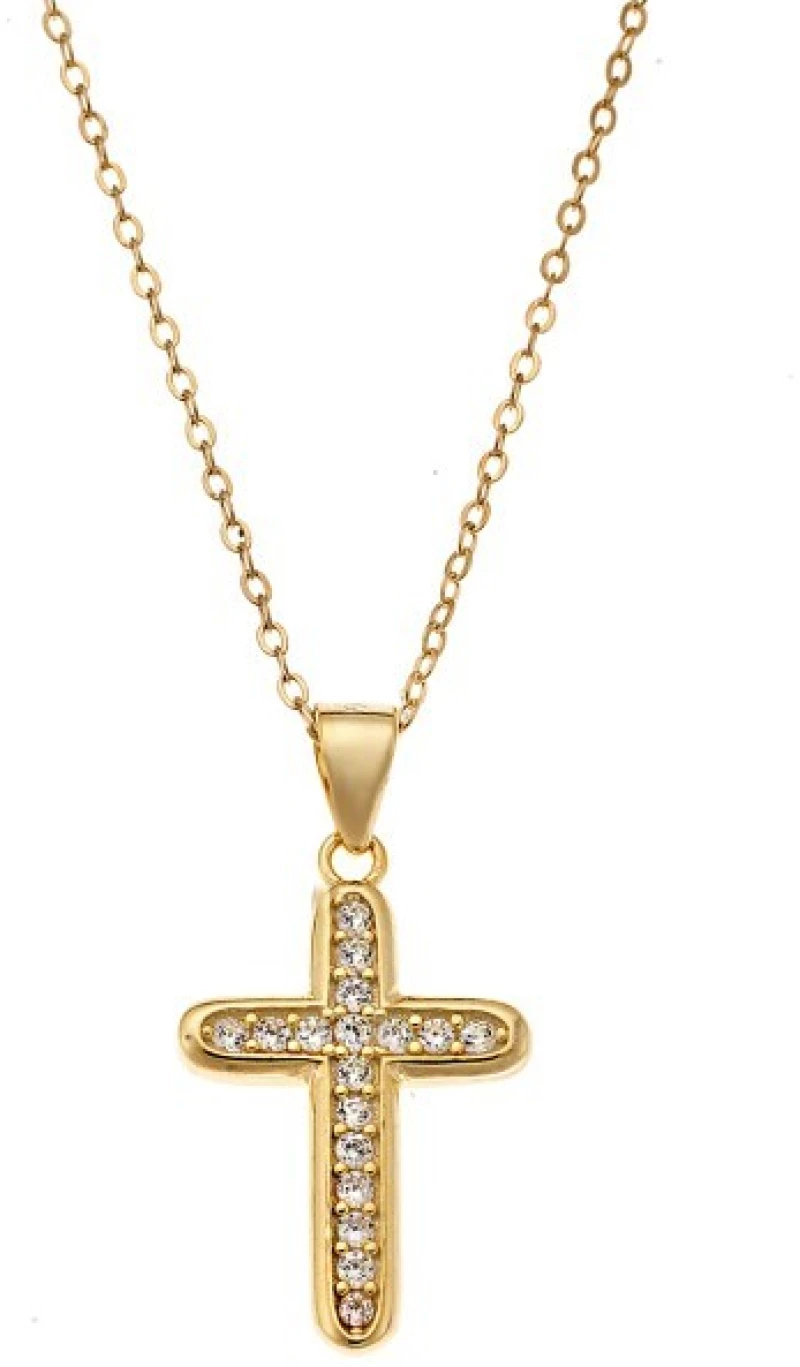 Κολιέ SENZA Gold Plated Ασήμι 925 Σταυρός SSR4388GD