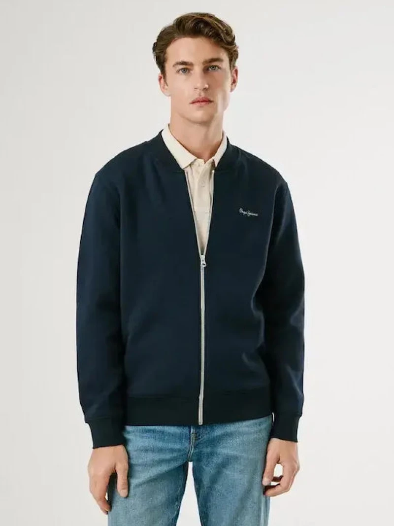 Pepe Jeans Macbeth Plain Bomber ανδρική φούτερ ζακέτα μπλε PM5800010-594 Dulwich blue